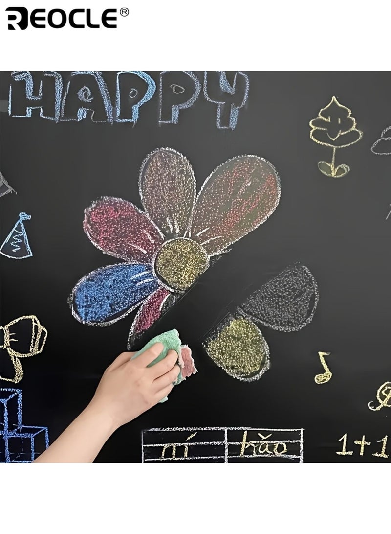 REOCLE Removable Blackboard Wallpaper with Chalks Set Wall Stickers DlY Decorative Chalkboard Wall Sticker PVC Material Art for Home Office Kitchen School 17.7"H*39.3"L - Image 2
