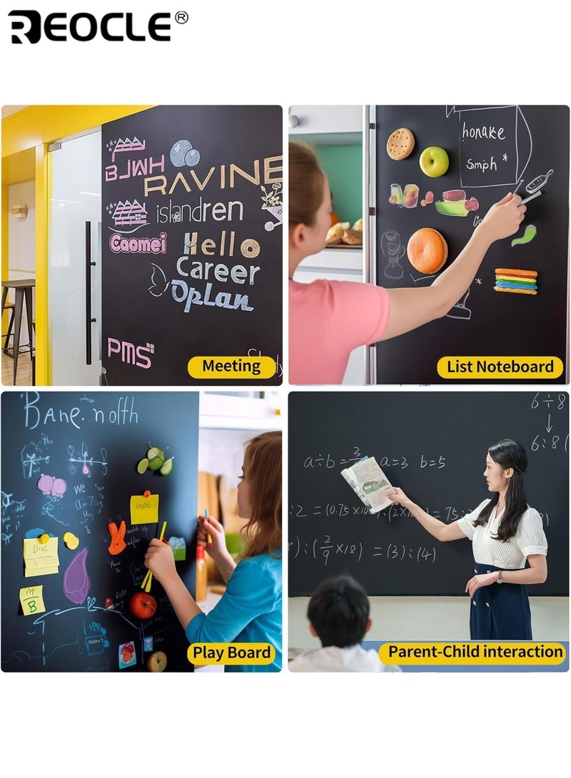 REOCLE Removable Blackboard Wallpaper with Chalks Set Wall Stickers DlY Decorative Chalkboard Wall Sticker PVC Material Art for Home Office Kitchen School 17.7"H*39.3"L - Image 5