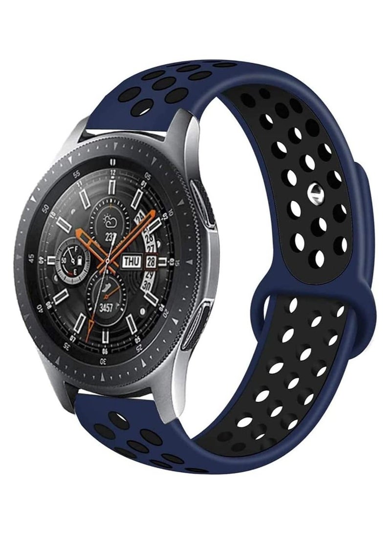 Replacement belt compatible for Gear S3 Frontier / Classic Watch Band 22mm, Soft Breathable Silicone Strap Replacement Watch Bands compatible for Samsung Gear S3 and Galaxy Watch 46mm (Navy & Black)