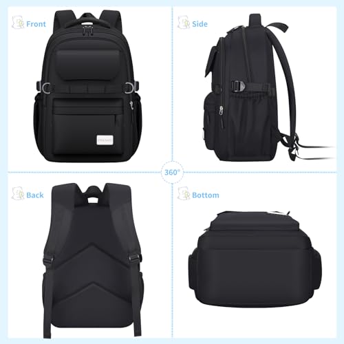 PRAGARI Kids School Backpack for Teens Girls Aesthetic Black Backpack Lightweight College Laptop Casual Travel Bookbag - Image 5