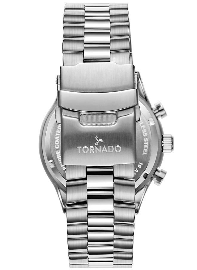 TORNADO - Men's Chronograph Round Shape Stainless Steel Wrist Watch T6106B-SBSN - 42x48 Mm - Image 1
