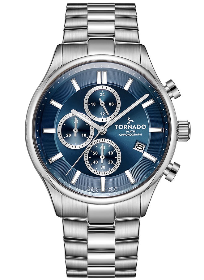 TORNADO - Men's Chronograph Round Shape Stainless Steel Wrist Watch T6106B-SBSN - 42x48 Mm - Image 1