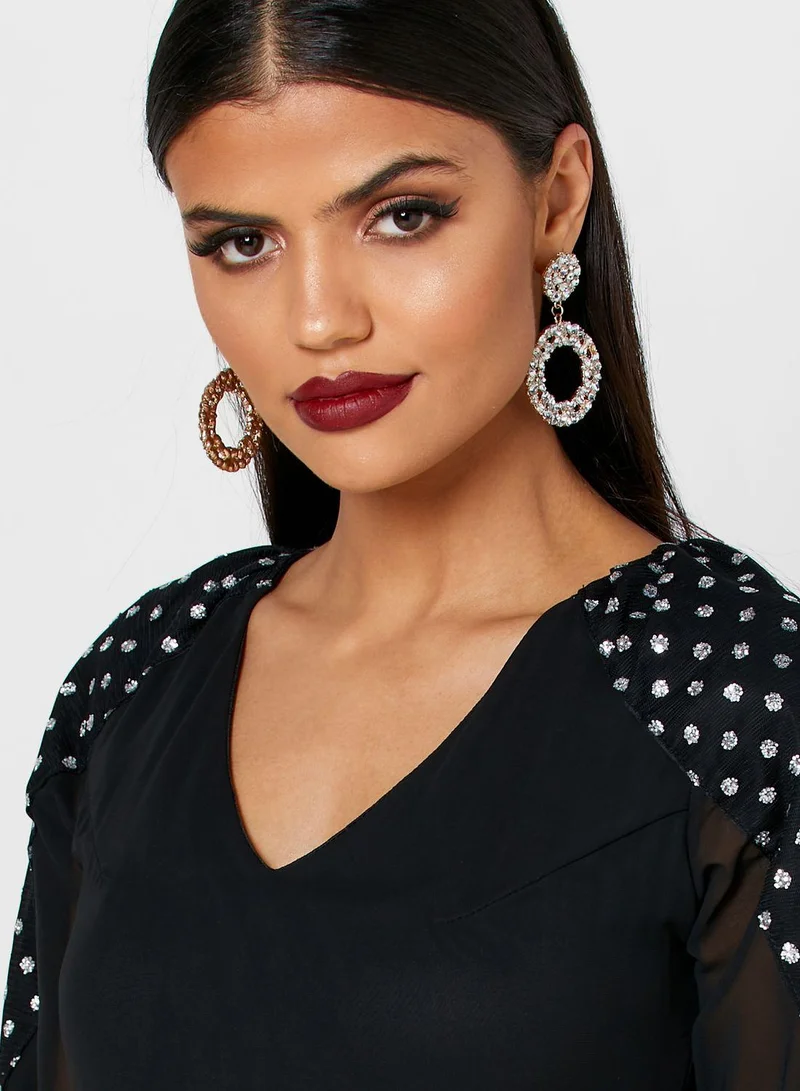 Golden Apple Embellished Chiffon Dress
