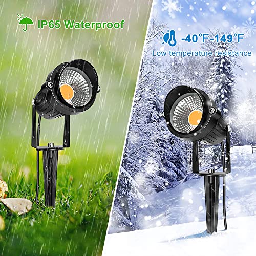 LightingWill 5W LED Landscape Lights, Warm White 3000K-3500K, Waterproof DC 12V COB LED Outdoor Wall Spotlight Low Voltage Garden Tree Spot Lighting for,Yard,Pathways,Fence (4 Pack) - Image 5