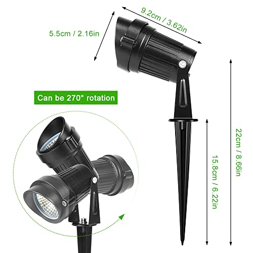 LightingWill 5W LED Landscape Lights, Warm White 3000K-3500K, Waterproof DC 12V COB LED Outdoor Wall Spotlight Low Voltage Garden Tree Spot Lighting for,Yard,Pathways,Fence (4 Pack) - Image 2