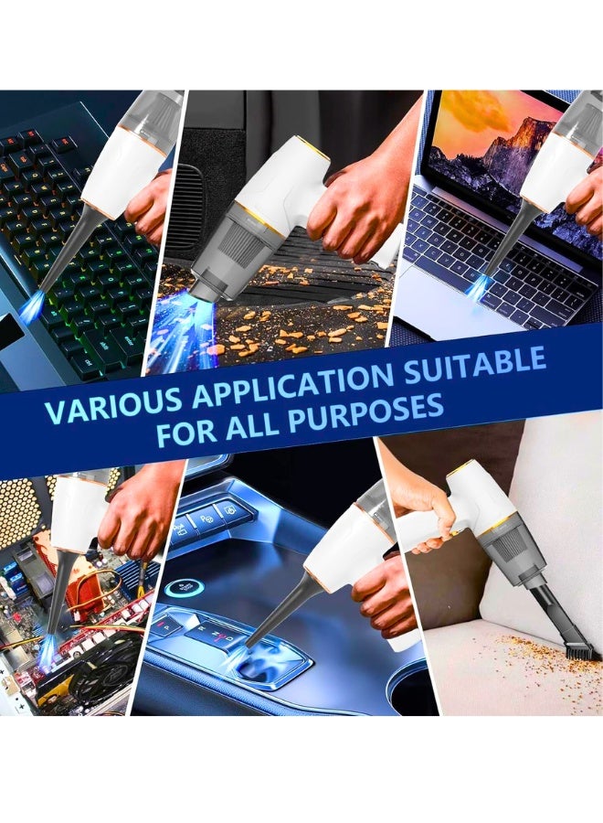 Chase Up Car Vacuum Cleane, Cordless Handheld Vacuum, Brushless DC Motor 12000PA Maximum Suction,Mini Portable Vacuum Cleaner Rechargeable for Home,Office,Kitchen,Office (White-A) - Image 3