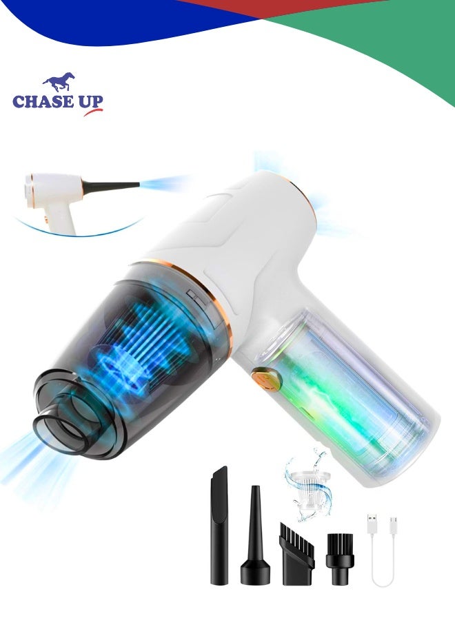 Chase Up Car Vacuum Cleane, Cordless Handheld Vacuum, Brushless DC Motor 12000PA Maximum Suction,Mini Portable Vacuum Cleaner Rechargeable for Home,Office,Kitchen,Office (White-A) - Image 1