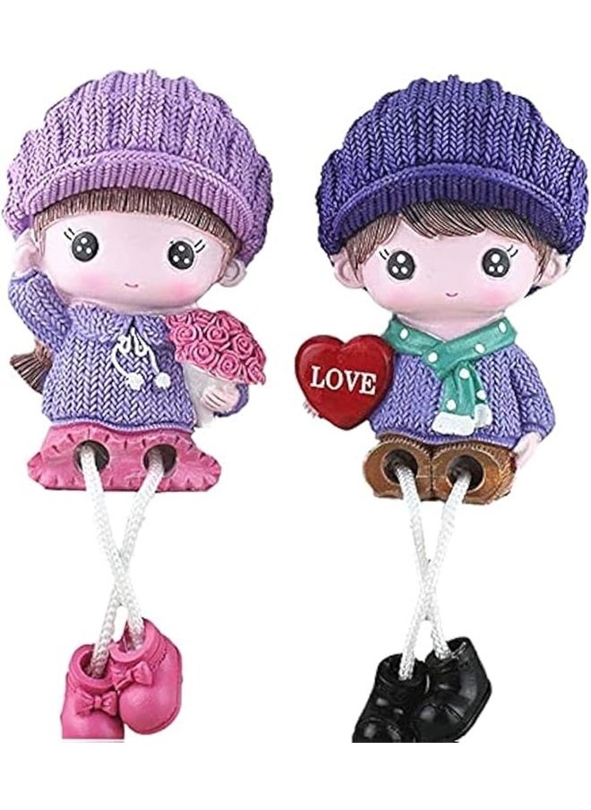 yongsheng Cartoon Cute Hanging Doll Purple，2pcs Resin Figurines Doll Dangling Figurine Lovely Painted Handmade Resin Statue for Home Office Desktop Decoration  - Image 1