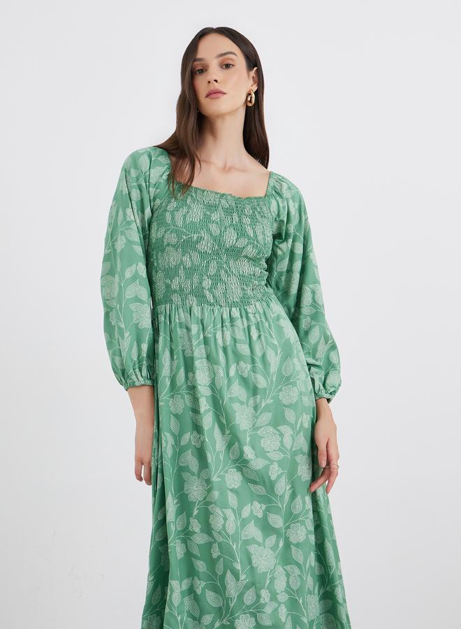 Styli All Over Print Square Neck Midi Dress - Image 3