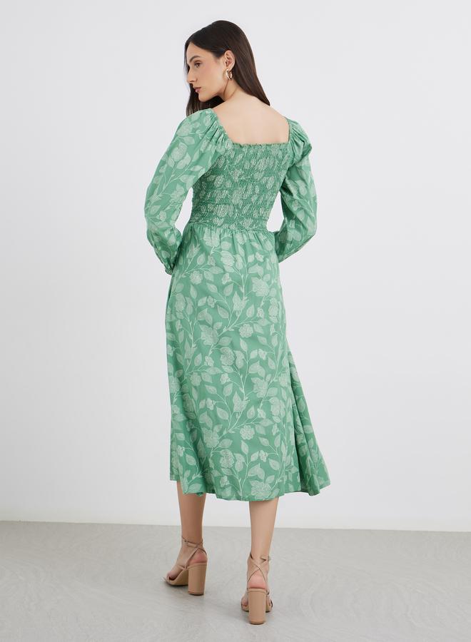 Styli All Over Print Square Neck Midi Dress - Image 5