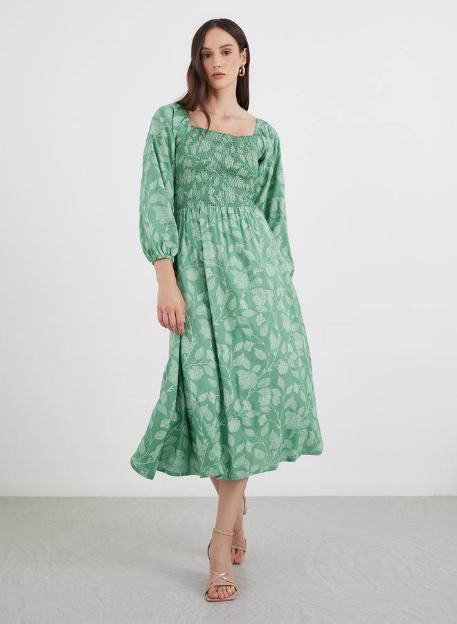 Styli All Over Print Square Neck Midi Dress - Image 2