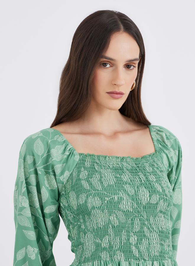 Styli All Over Print Square Neck Midi Dress - Image 4