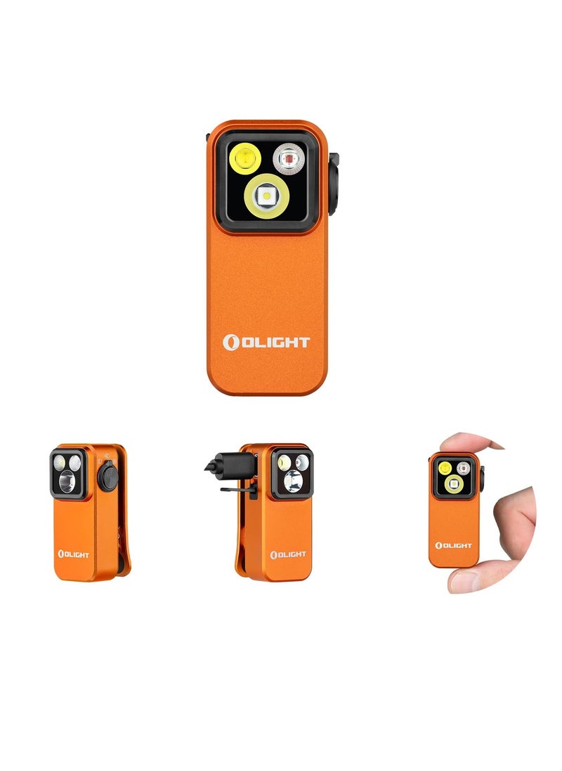 OLIGHT EDC Flashlight, 500 Lumens Rechargeable Magnetic Flash Light, Compact And Portable Clip On Light With Three Lighting Solutions, High Brightness Torch For Indoor Outdoor, (1pc, Orange)  - Image 1