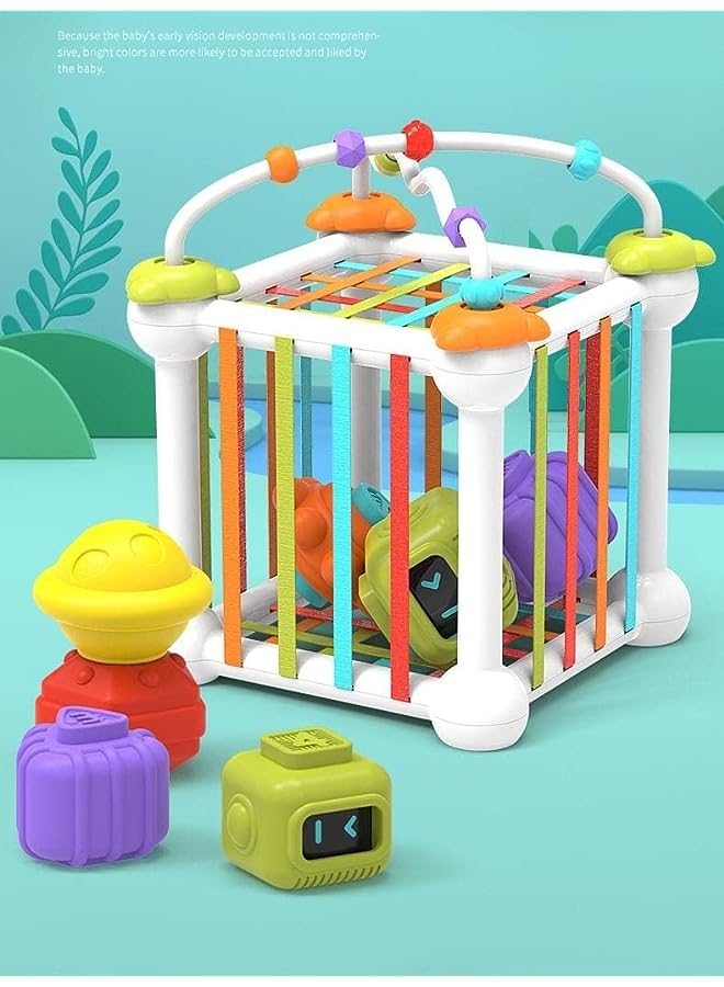 IAF Sensory Bin Toddler Shape Sorter Robot Toys Set Colorful Cube with 6 Sensory Shape Blocks, Early Learning Montessori Toys for Toddler, Gift for 1 Years and Up - Image 1