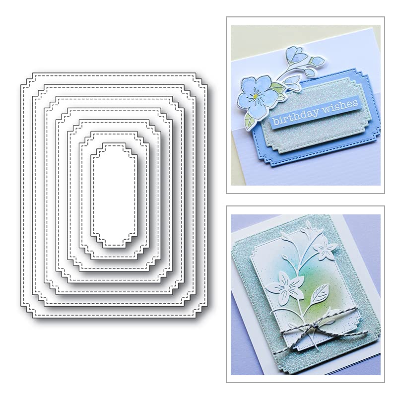 BeetirryHu 7Pcs Frame Metal Die Cuts,Rectangle Frame Cutting Dies Cut Stencils Card Paper Craft DIY Template Metal Cutting Dies Album Embossing Paper Dies for Card Making Scrapbooking - Image 2