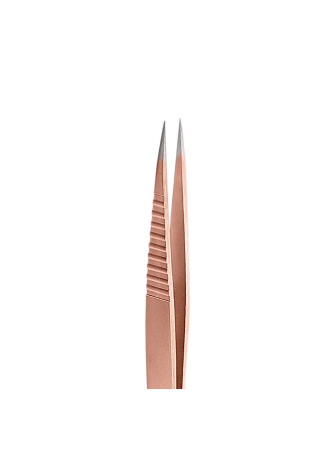 Rubis Stainless Steel Pointed Tweezers with Pro Grip for Precise Eyebrows and Hair Removal, 1K003PGRG, Made in Switzerland, Red Gold - Image 2