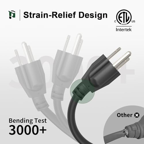 PLUGTUL Outdoor Extension Cord 25 FT Waterproof, 16/3 Gauge Black Heavy Duty 3 Prong Extension Cord, 13A 1625W SJTW, ETL Listed, Great for Garden and Home - Image 5