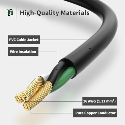 PLUGTUL Outdoor Extension Cord 25 FT Waterproof, 16/3 Gauge Black Heavy Duty 3 Prong Extension Cord, 13A 1625W SJTW, ETL Listed, Great for Garden and Home - Image 4