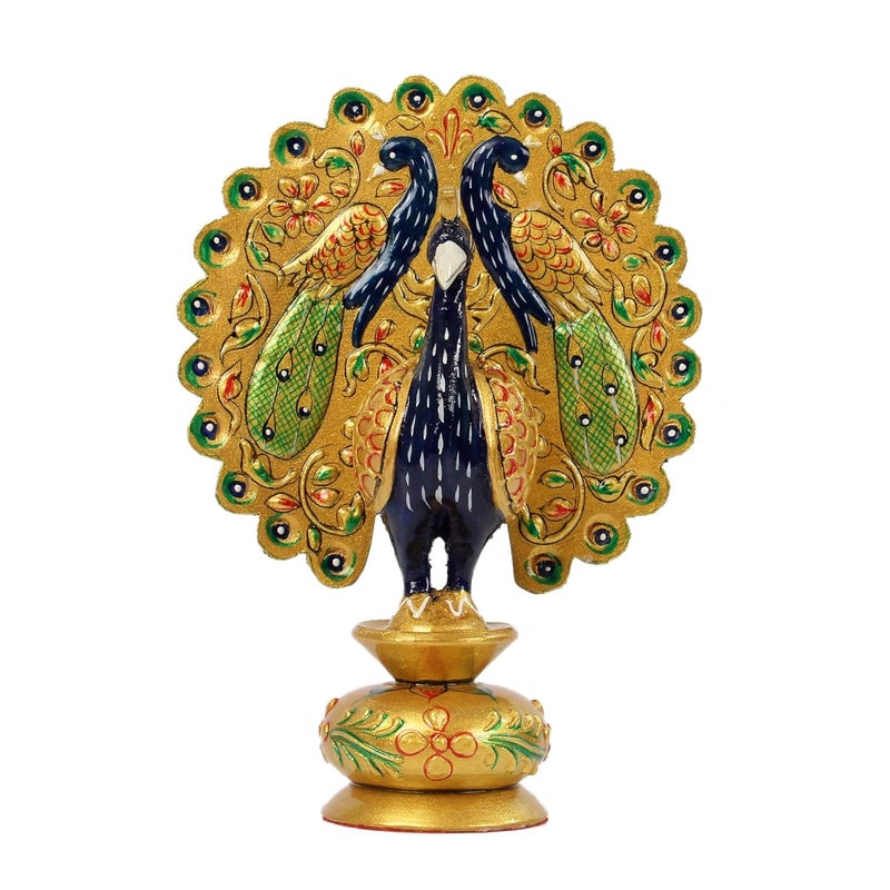 SANDECO 3 Golden Amboz Resin Dancing Peacock Showpiece Figurine for Home Office Decor Gifts House Warming Statue Idols Multicolor - Image 2