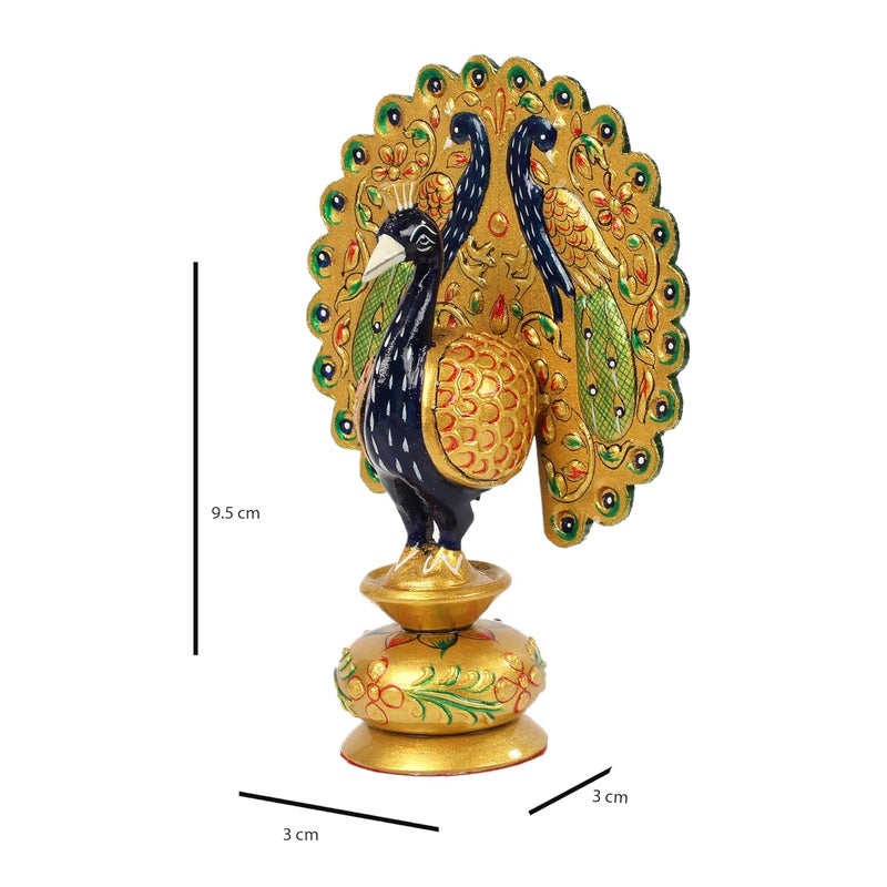 SANDECO 3 Golden Amboz Resin Dancing Peacock Showpiece Figurine for Home Office Decor Gifts House Warming Statue Idols Multicolor - Image 5