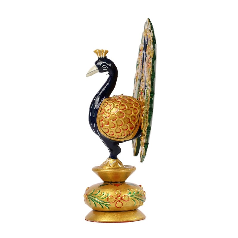 SANDECO 3 Golden Amboz Resin Dancing Peacock Showpiece Figurine for Home Office Decor Gifts House Warming Statue Idols Multicolor - Image 4