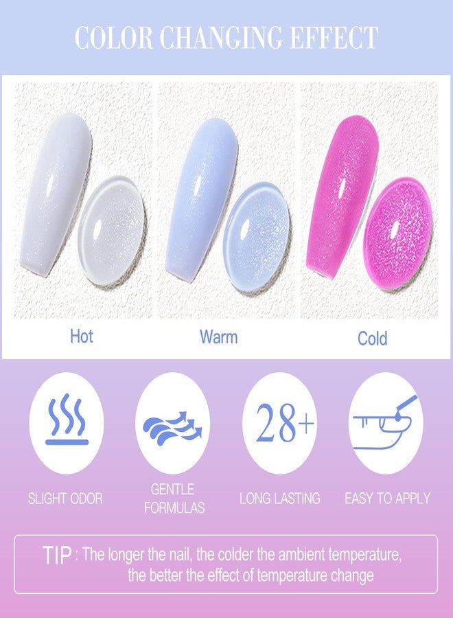 MEET ACROSS 12PCS Thermal Nail Gel Polish, Temperature Shiny Color Changing Gel Polish, Soak Off UV Sequins Gel Polish Nail Art DIY Salon Manicure Gifts - Image 2