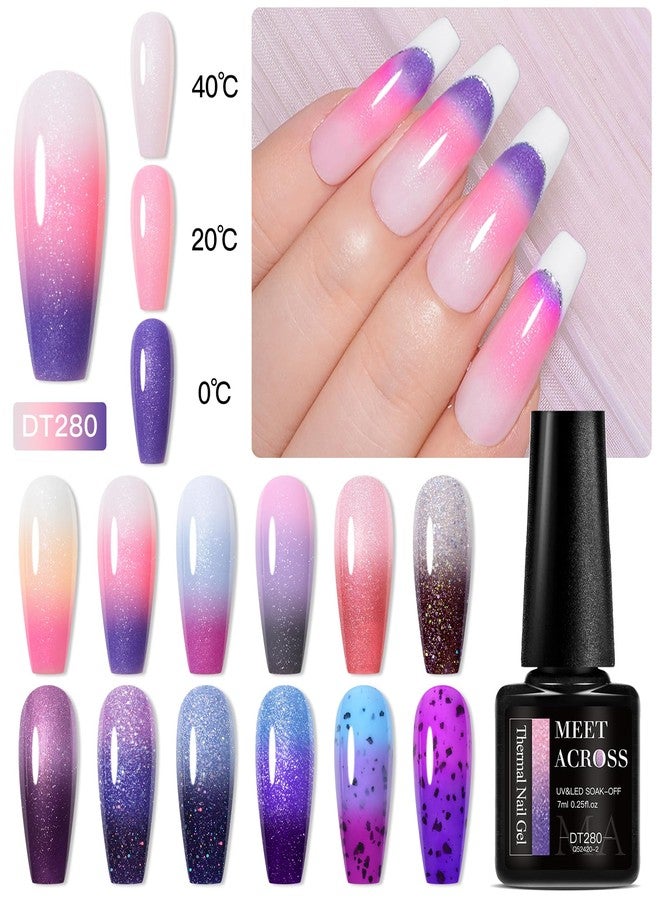 MEET ACROSS 12PCS Thermal Nail Gel Polish, Temperature Shiny Color Changing Gel Polish, Soak Off UV Sequins Gel Polish Nail Art DIY Salon Manicure Gifts - Image 3