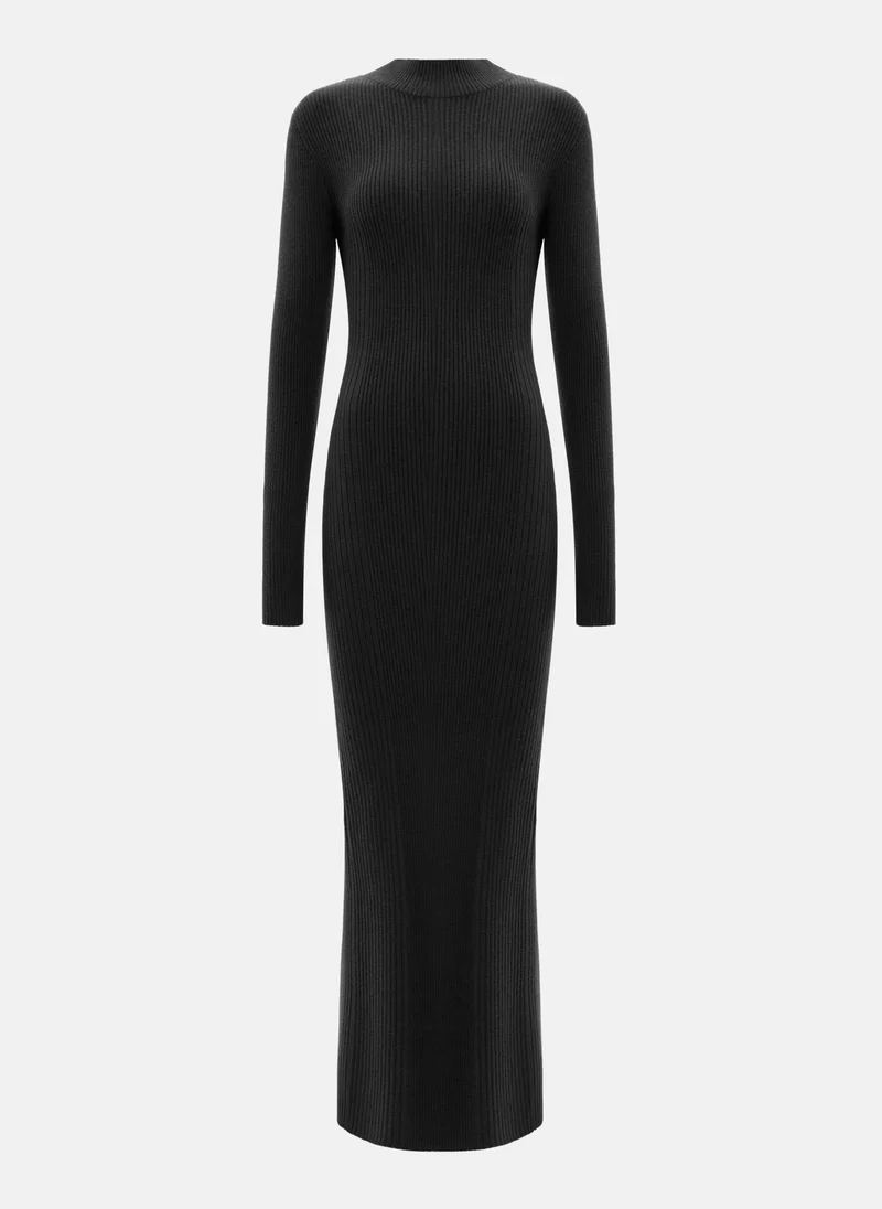 Lichi Ribbed maxi dress with high collar