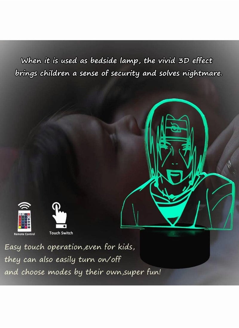 Naruto Anime Uchiha Itachi LED Night Light 16 ​Color Change with Remote Timer