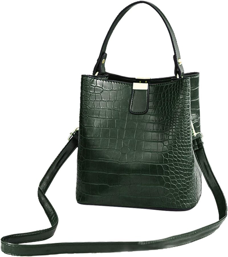 klarako Women PU Leather Purses Bucket Bag Business Handbags Top Handle Satchel Large Capacity Work Tote Shoulder Bags Waterproof Big Crossbody Bag  Green, 19x13x21CM - Image 3