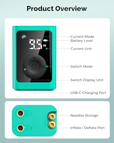 ETENWOLF Electric Ball Pump Inflation & Deflation 2-17 PSI, Basketball Pump with Precise Pressure Gauge, Rechargeable Air Pump for Balls, Soccer Ball Air Pump - Image 2