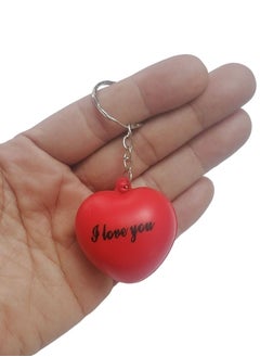 Heart Shape Squeeze I Love You Written Red Keychain, Key Ring