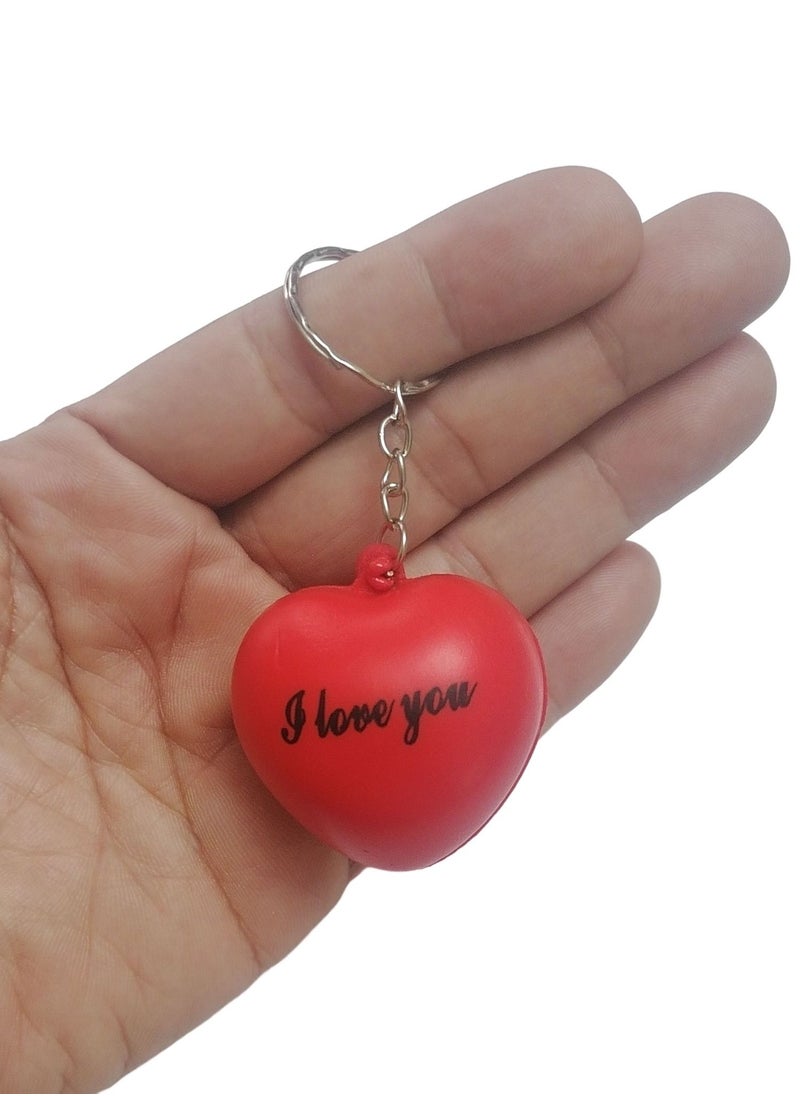 Generic - Heart Shape Squeeze I Love You Written Red Keychain, Key Ring - Image 1