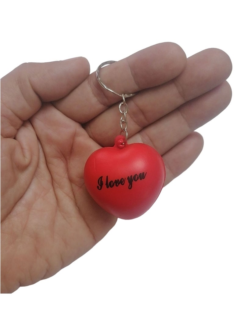 Generic - Heart Shape Squeeze I Love You Written Red Keychain, Key Ring - Image 1
