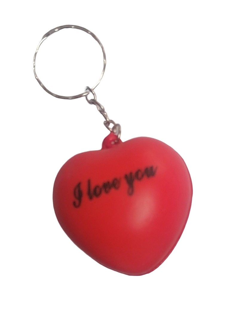 Generic - Heart Shape Squeeze I Love You Written Red Keychain, Key Ring - Image 1