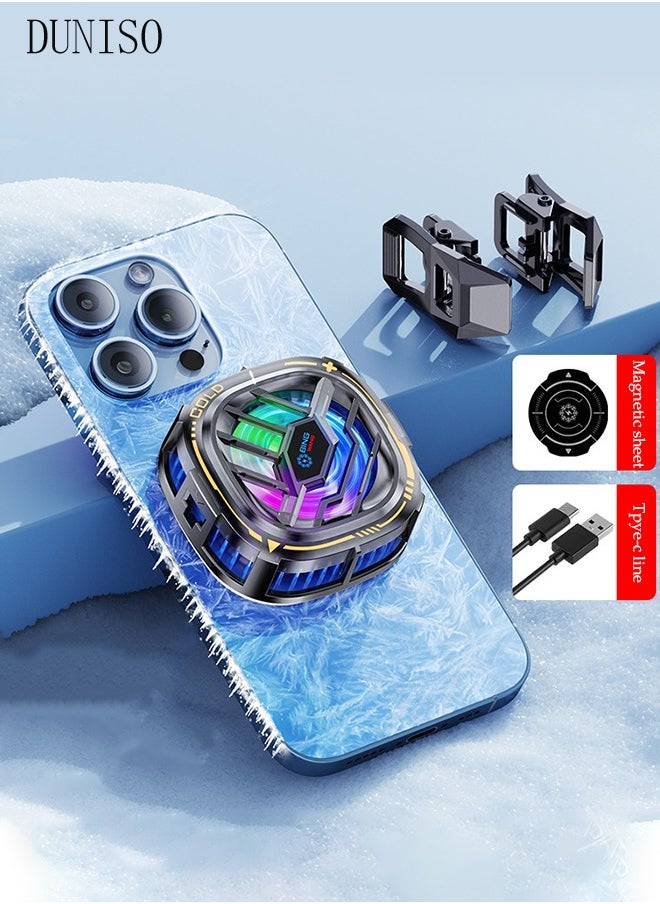 DUNISO Magnetic Cell Phone Cooler, Semi Conductor Mobile Phone Radiator with RBG, Lightweight Mobile Phone Cooling Fan,Quiet, Rapid Cooling, for Phone/Tablet/IPad  - Image 1