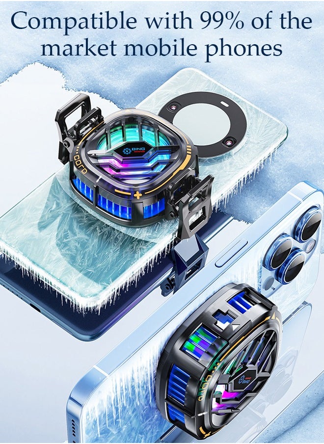 DUNISO - Magnetic Cell Phone Cooler, Semi Conductor Mobile Phone Radiator with RBG, Lightweight Mobile Phone Cooling Fan,Quiet, Rapid Cooling, for Phone/Tablet/IPad - Image 1