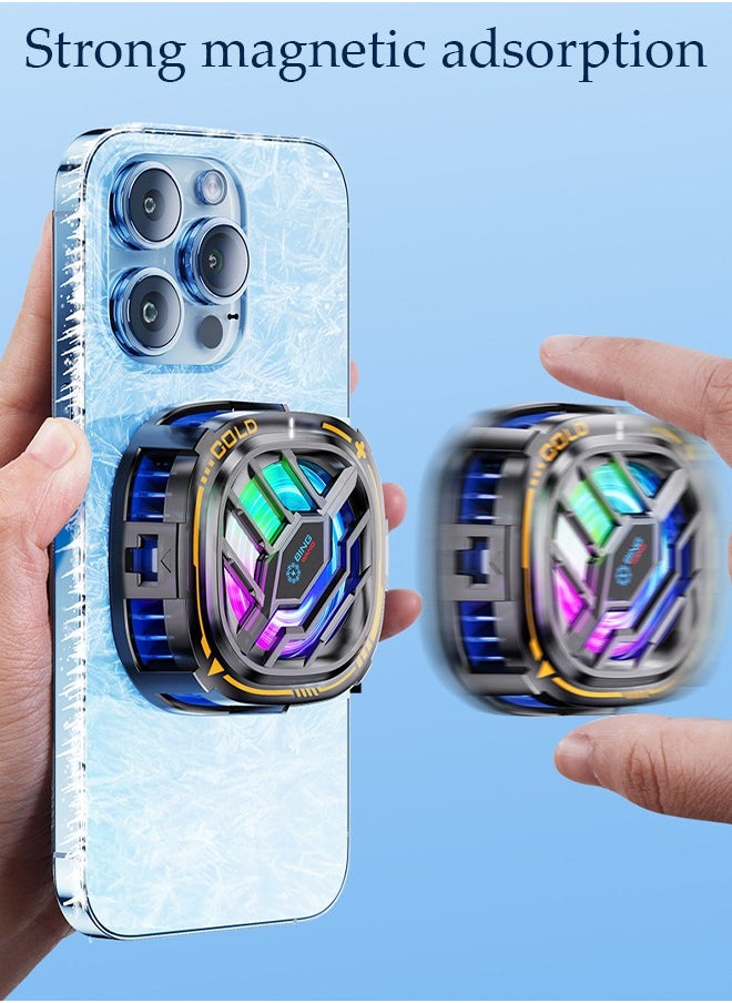 DUNISO - Magnetic Cell Phone Cooler, Semi Conductor Mobile Phone Radiator with RBG, Lightweight Mobile Phone Cooling Fan,Quiet, Rapid Cooling, for Phone/Tablet/IPad - Image 1