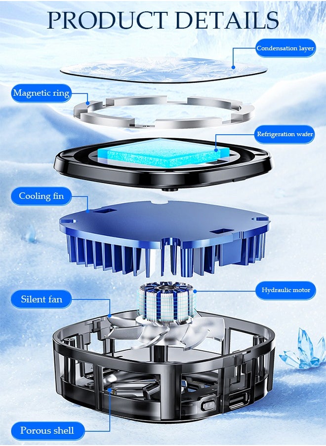 DUNISO - Magnetic Cell Phone Cooler, Semi Conductor Mobile Phone Radiator with RBG, Lightweight Mobile Phone Cooling Fan,Quiet, Rapid Cooling, for Phone/Tablet/IPad - Image 1