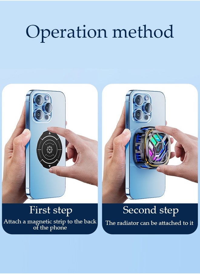 DUNISO - Magnetic Cell Phone Cooler, Semi Conductor Mobile Phone Radiator with RBG, Lightweight Mobile Phone Cooling Fan,Quiet, Rapid Cooling, for Phone/Tablet/IPad - Image 1
