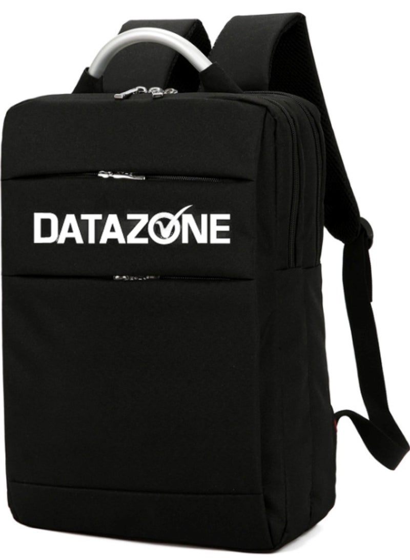 داتا زون شنطة لابتوب مقاس 16 بوصة لون أسود حقيبة ظهر مقاومة للماء بتصميم مربع عصري مزودة بمقابض معدنية لسهولة الحمل وتنظيم مثالي للأغراض - Image 1