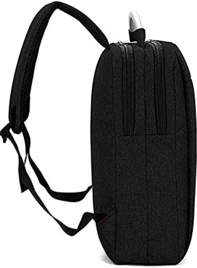 داتا زون شنطة لابتوب مقاس 16 بوصة لون أسود حقيبة ظهر مقاومة للماء بتصميم مربع عصري مزودة بمقابض معدنية لسهولة الحمل وتنظيم مثالي للأغراض - Image 2