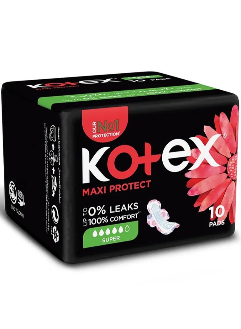 Kotex Maxi Protect Pads Super with Wings 10 Pieces Pack - Image 1