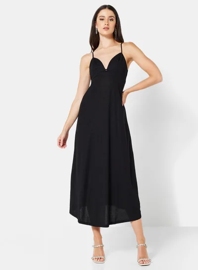MANGO Vani Plunge Midi Dress