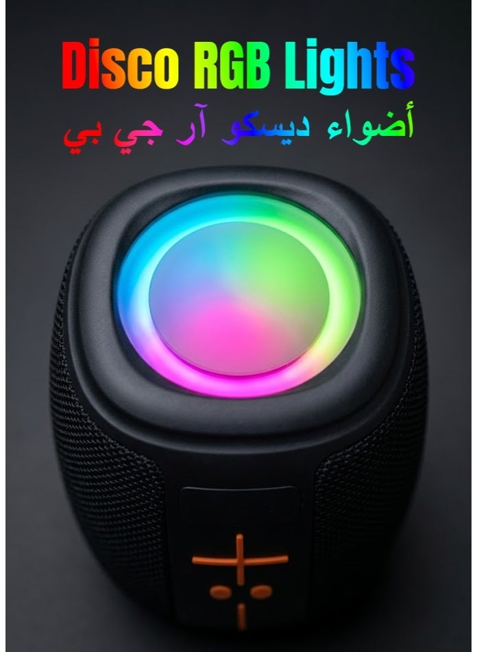 general Portable Bluetooth Speaker – RGB Disco Lights, Powerful Bass, IPX4 Waterproof, 800mAh Battery, FM Radio, TF Card 32GB Support, Wireless Speaker for Outdoor, Travel & Home Parties - Image 3