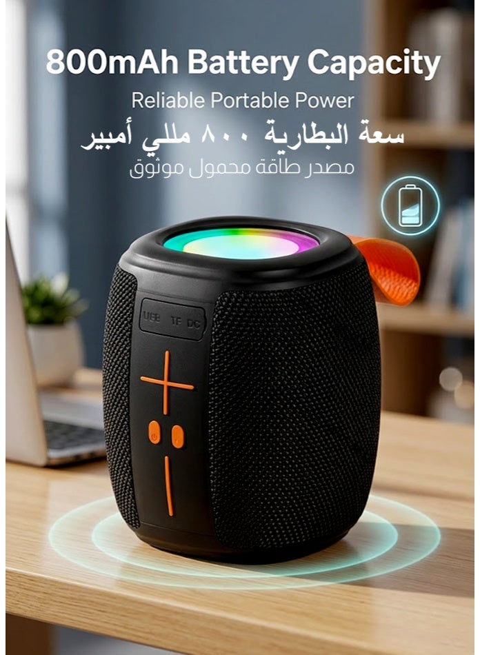 general Portable Bluetooth Speaker – RGB Disco Lights, Powerful Bass, IPX4 Waterproof, 800mAh Battery, FM Radio, TF Card 32GB Support, Wireless Speaker for Outdoor, Travel & Home Parties - Image 4