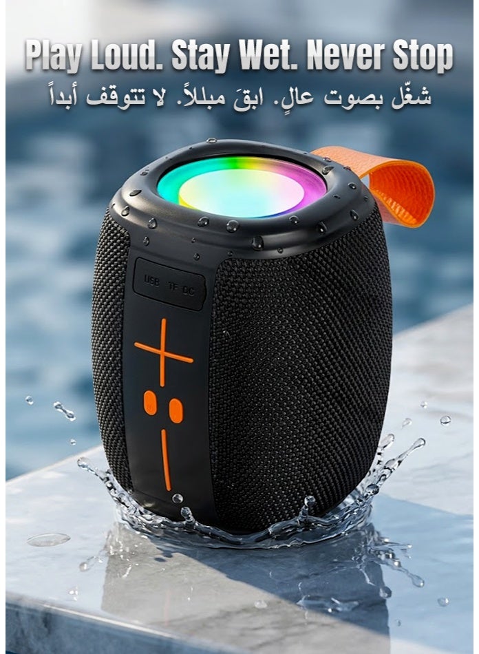 general Portable Bluetooth Speaker – RGB Disco Lights, Powerful Bass, IPX4 Waterproof, 800mAh Battery, FM Radio, TF Card 32GB Support, Wireless Speaker for Outdoor, Travel & Home Parties - Image 5