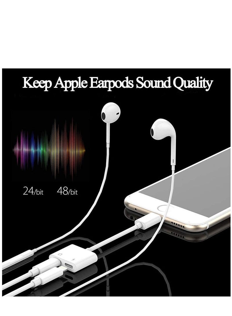 Captaintech For iPhone Headphones Adapter Splitter, 2 in 1 Dual Charger Cable Audio Adapter Converter for iPhone 12/11/XS/XR/X/8/7/6/iPad, Support Calling+Charging+Music Control - Image 5