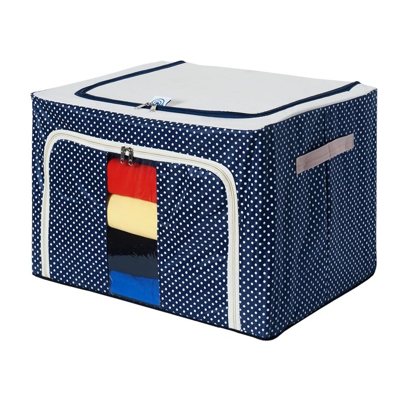 ALOLA ALOLA Cloth Storage Box Foldable Steel Frame Organizer Storage Bag for Sarees Shirts Blankets Toys Durable SpaceSaving Breathable Fabric Transparent Window Strong Zippers Pack of 4  - Image 1