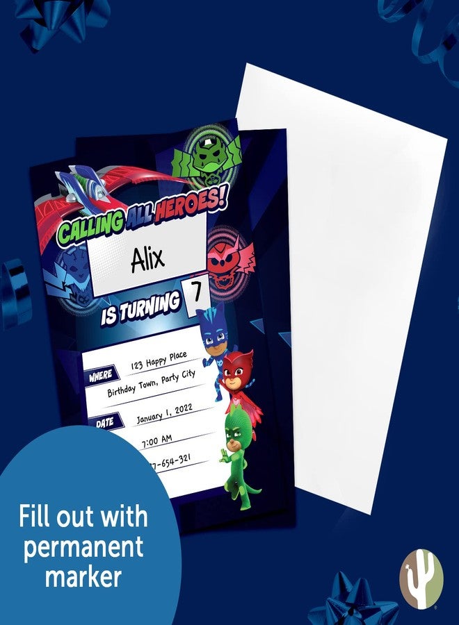 ديزرت كاكتوس بطاقات دعوة لحفلات الأطفال بتصميم صبار الصحراء من بي جي ماسكس، للأولاد والبنات، 10 بطاقات مع أظرف، عيد ميلاد سعيد (النمط أ) - Image 5